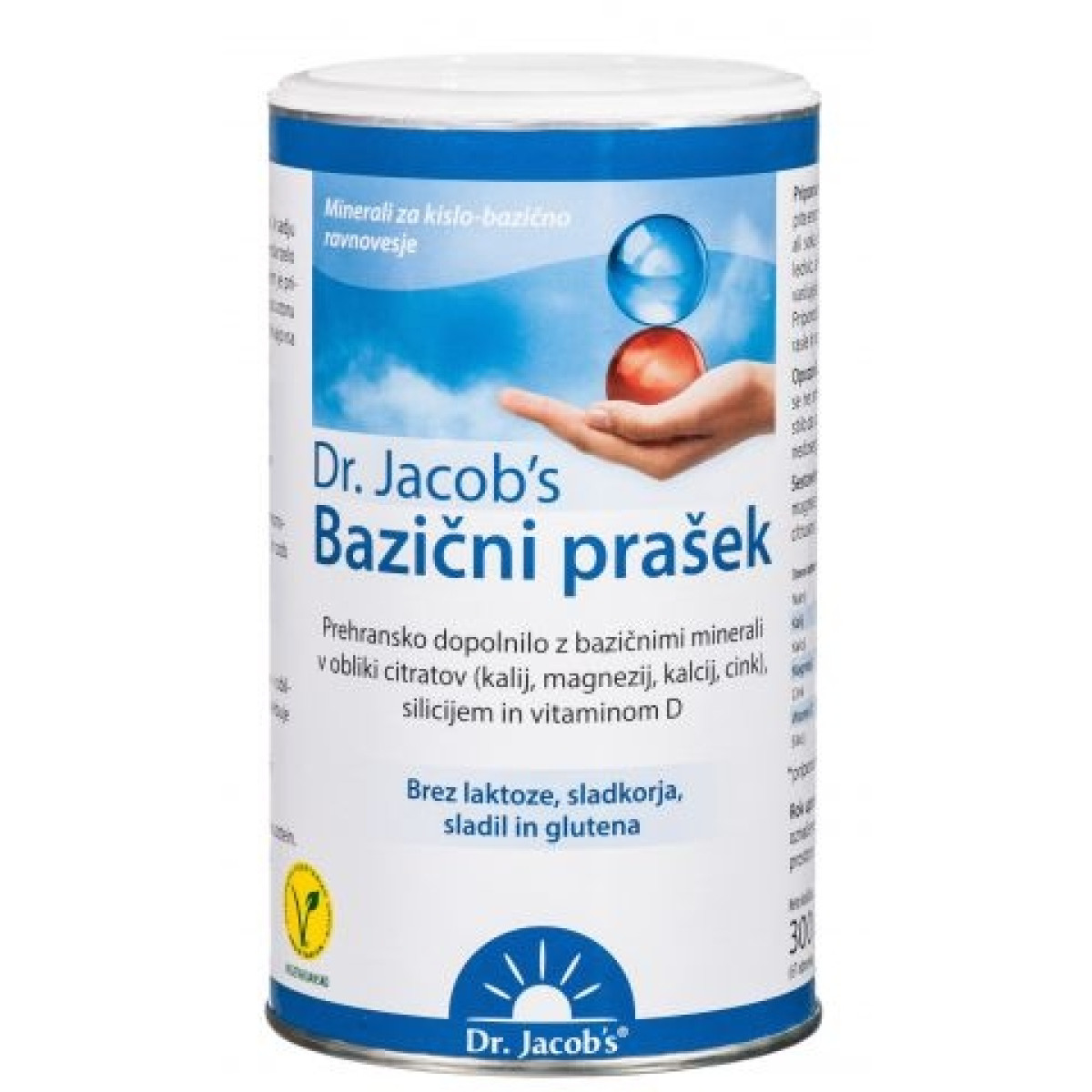 Dr. Jacob's Bazični prašek, 300g (bazični minerali v obliki citratov z silicijem, vitaminom B1 in D3)